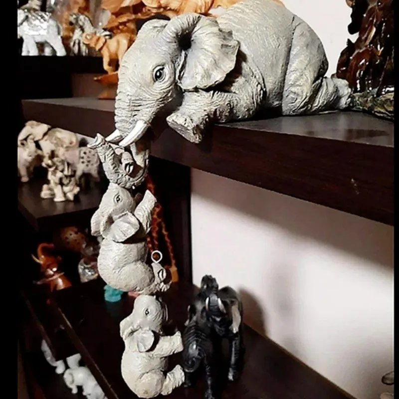 3 Pcs/set Cute Elephant Hug Baby Doll Resin Handicraft Decoration Home Decor Gift Decorative Figurines Miniatures Accessories - Image 5