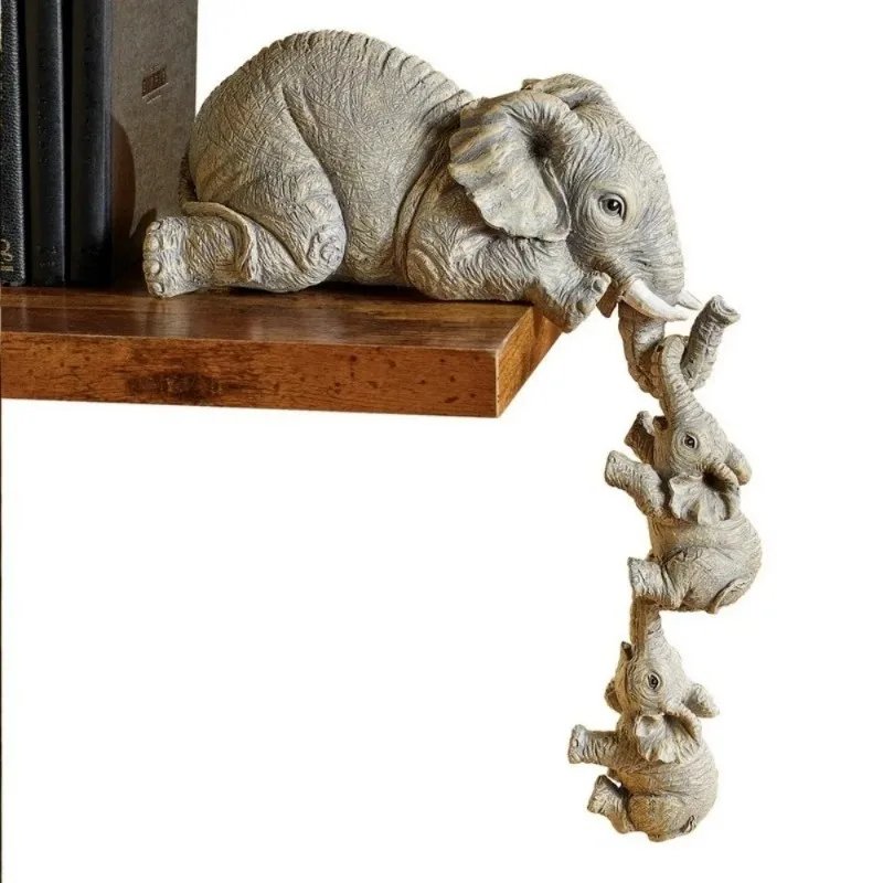 3 Pcs/set Cute Elephant Hug Baby Doll Resin Handicraft Decoration Home Decor Gift Decorative Figurines Miniatures Accessories - Image 4