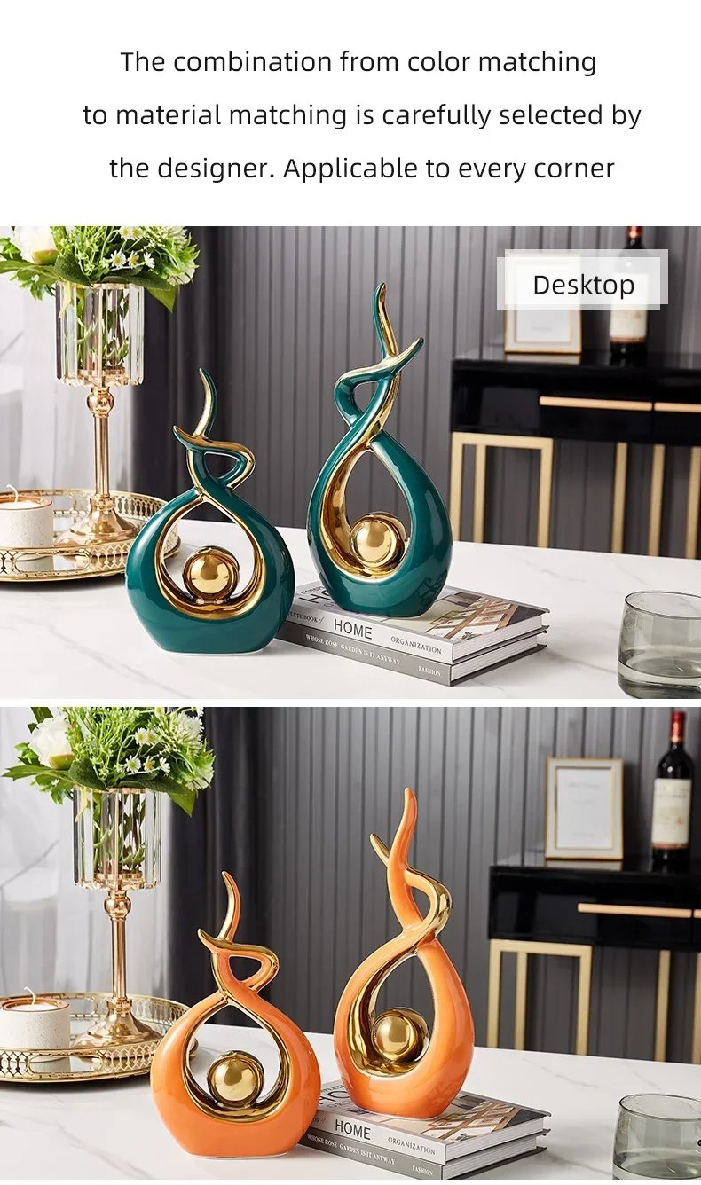 Nordic Home Decor Figurines for Interior Living Room Desk Ceramics Decoration Accessories Statue Sculpture Feng Shui Ornaments
