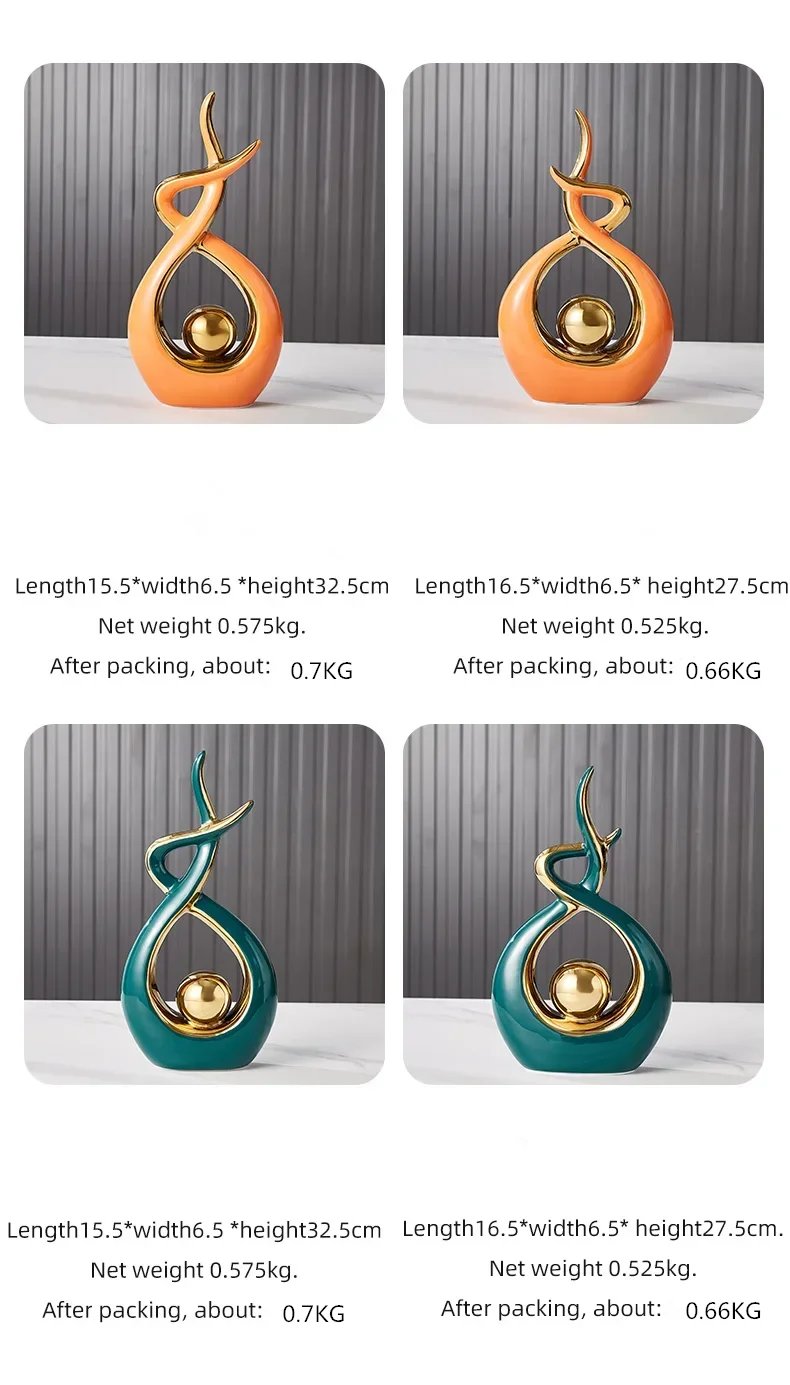 Nordic Home Decor Figurines for Interior Living Room Desk Ceramics Decoration Accessories Statue Sculpture Feng Shui Ornaments