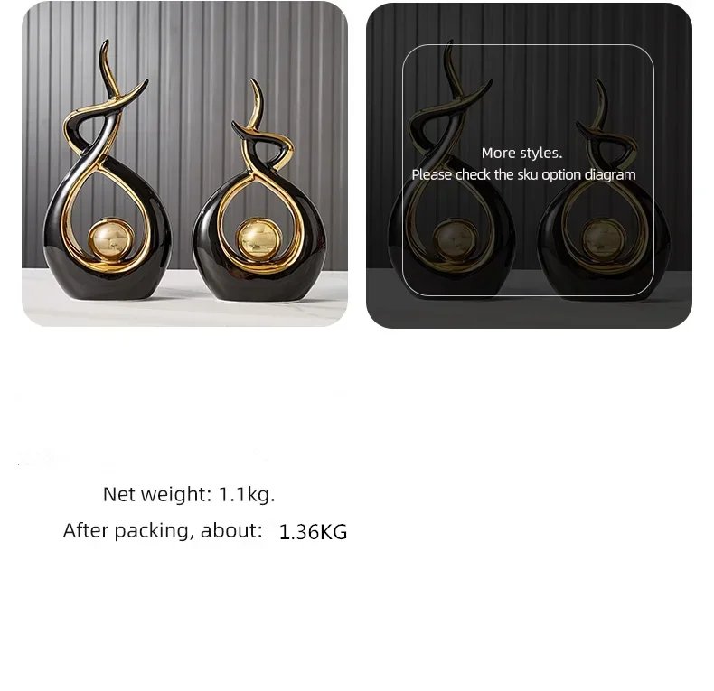 Nordic Home Decor Figurines for Interior Living Room Desk Ceramics Decoration Accessories Statue Sculpture Feng Shui Ornaments