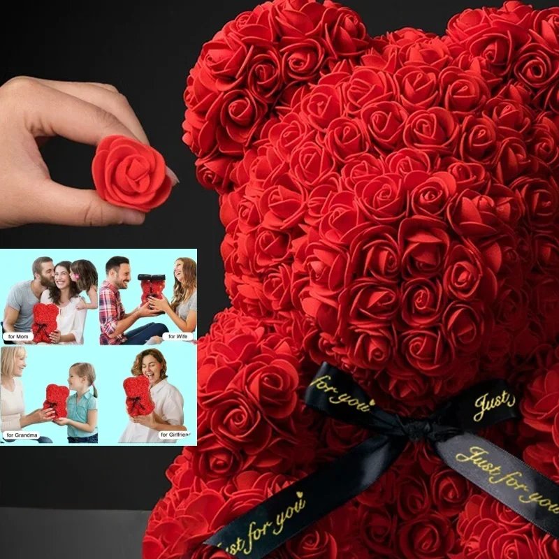 New Artificial Flower Eternal Rose Teddy Bear for Mom Mother's Day Birthday Valentine's Day Anniversary Gifts & Artificial Decor