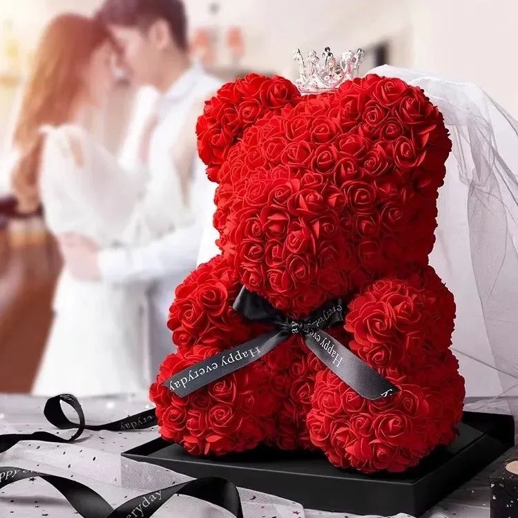 New Artificial Flower Eternal Rose Teddy Bear for Mom Mother's Day Birthday Valentine's Day Anniversary Gifts & Artificial Decor