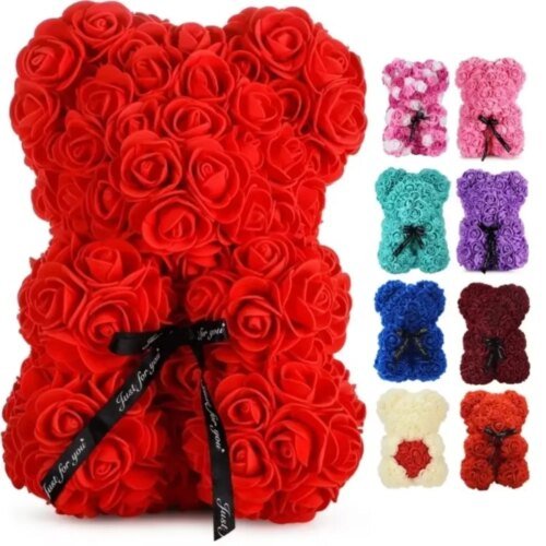New Artificial Flower Eternal Rose Teddy Bear for Mom Mother's Day Birthday Valentine's Day Anniversary Gifts & Artificial Decor