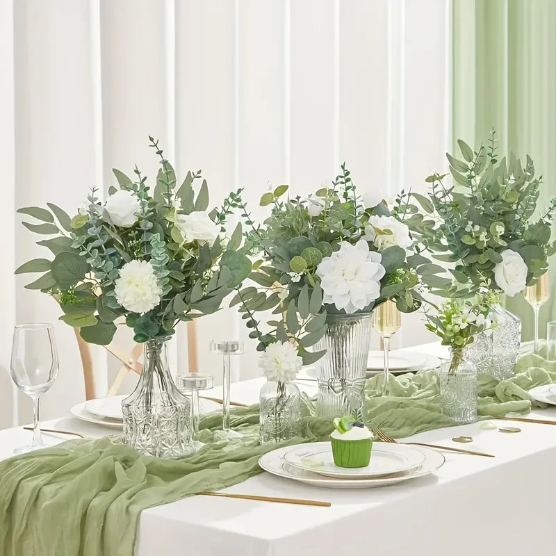 50PCS Artificial Flowers Bouquets Mixed Eucalyptus Leaves Willow Silver Eucalyptus Cuttings for Wedding Floral DIY Home Decor - Image 4