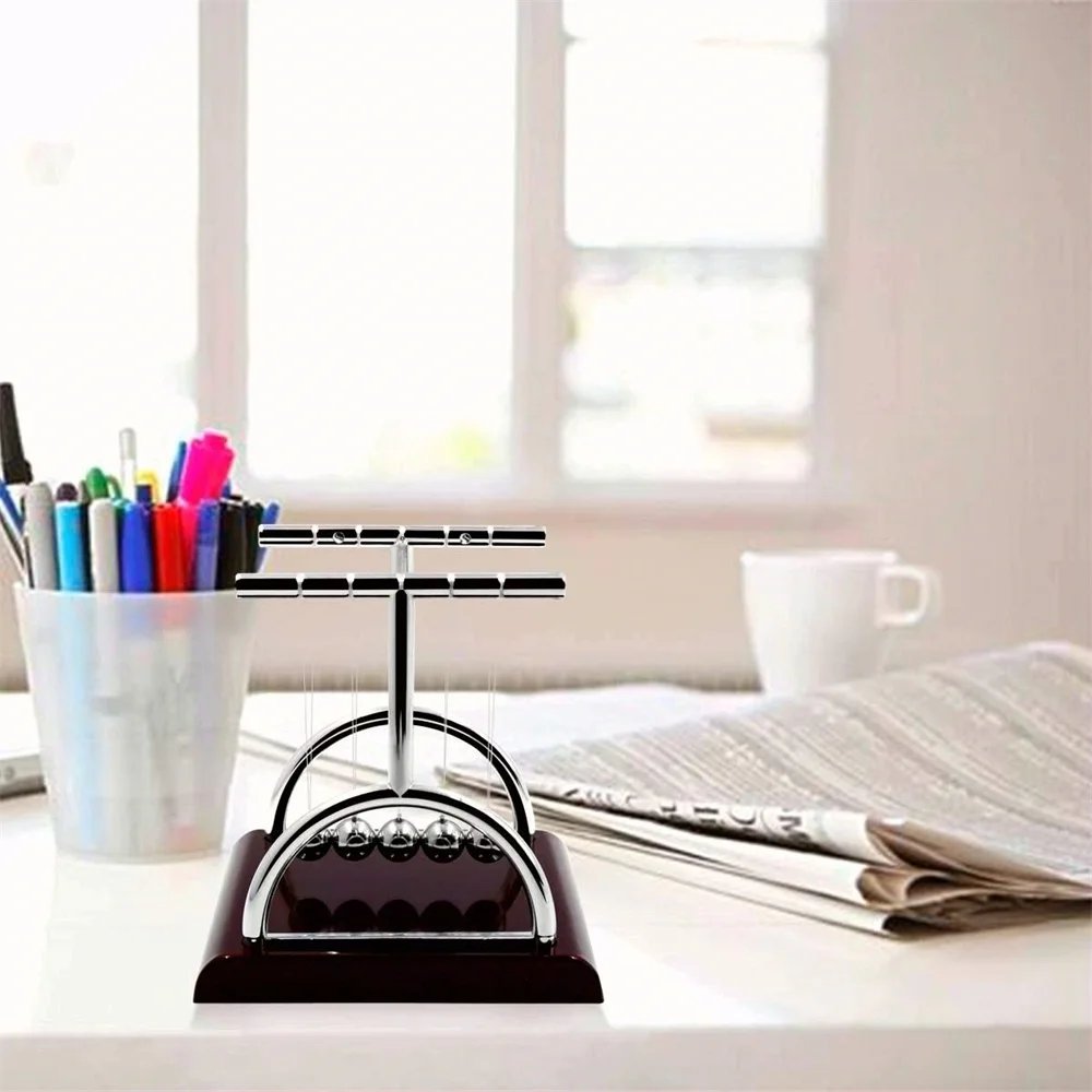 1 PC Newton Cradle Balance Steel Balls Perpetual Motion Collision Ball School Teaching, Physics Science Pendulum Home Decoration