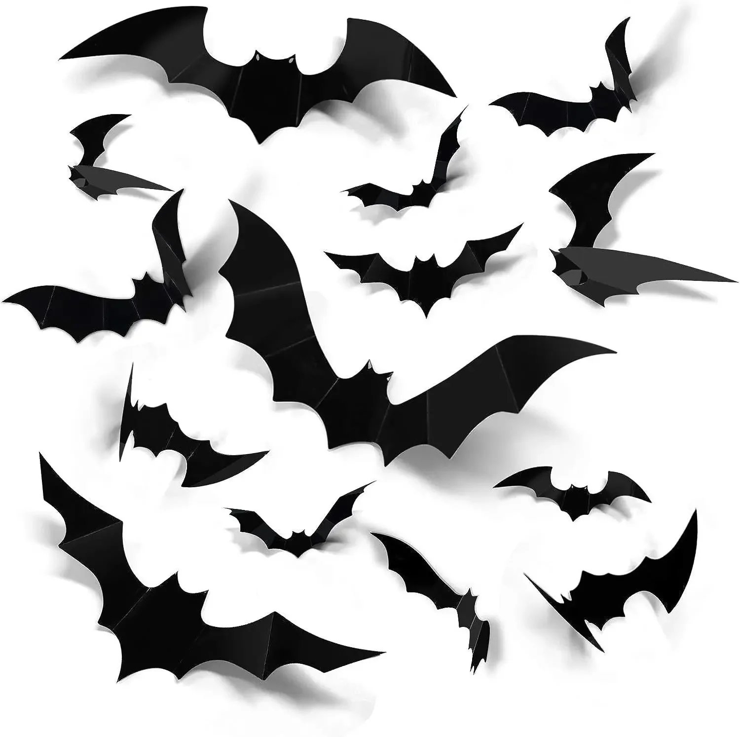 3D Black PVC Bat Wall Stickers Halloween Decorations Scary Party Props DIY Home Bar Room Decoration for Spooky Halloween Night