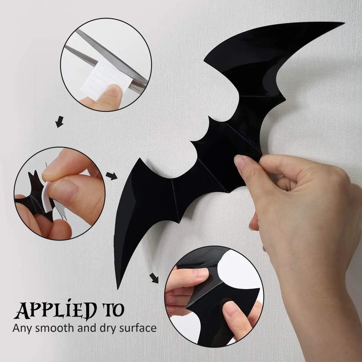3D Black PVC Bat Wall Stickers Halloween Decorations Scary Party Props DIY Home Bar Room Decoration for Spooky Halloween Night