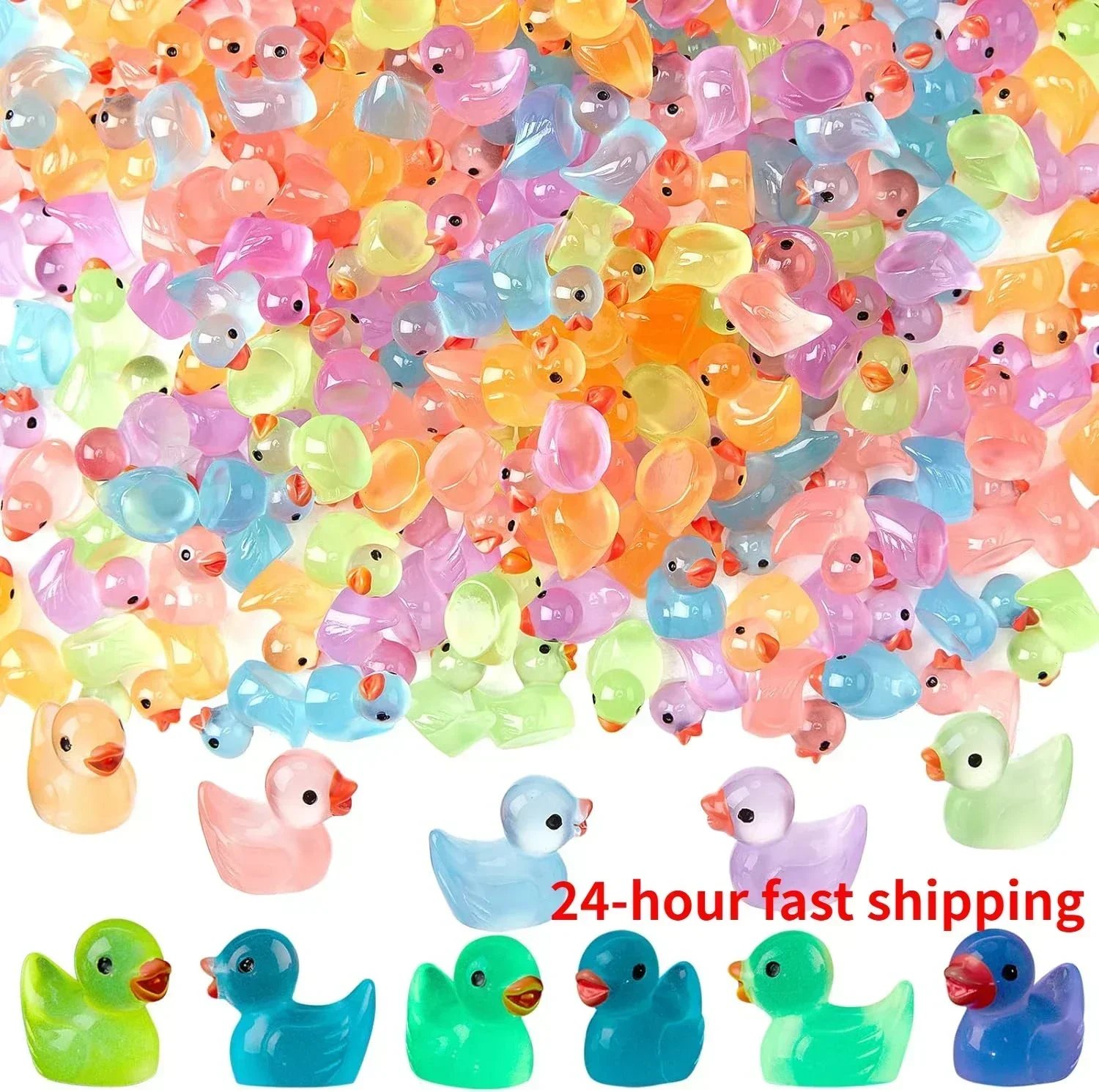 500-50pcs Luminous Mini Ducks Moss Microlandscape Miniature Duck Figurines Fairy Garden Access Home Decor Glow in The Dark