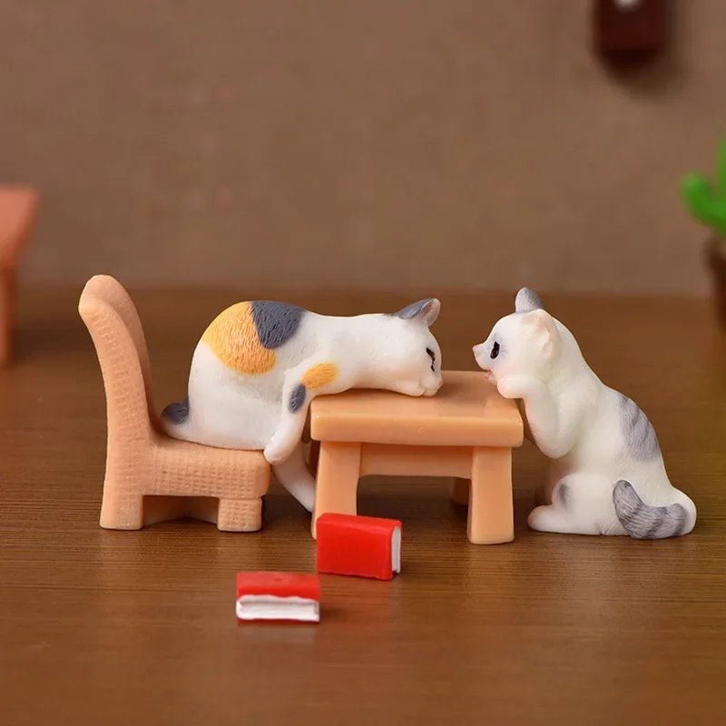 Resin Cats Ornament Kitten Figurine Animal Miniature Fairy Garden Doll House Decoration DIY Micro Landscape Home Decor Resin Cats Ornament Kitten Figurine Animal Miniature Fairy Garden Doll House Decoration DIY Micro Landscape Home Decor