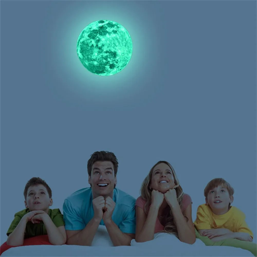 5-30cm Aesthetic 3D Luminous Moon Wall Sticker Glow in The Dark Fluorescent Sticker PVC Home Kid Room Decals Wall Decor Wallpape