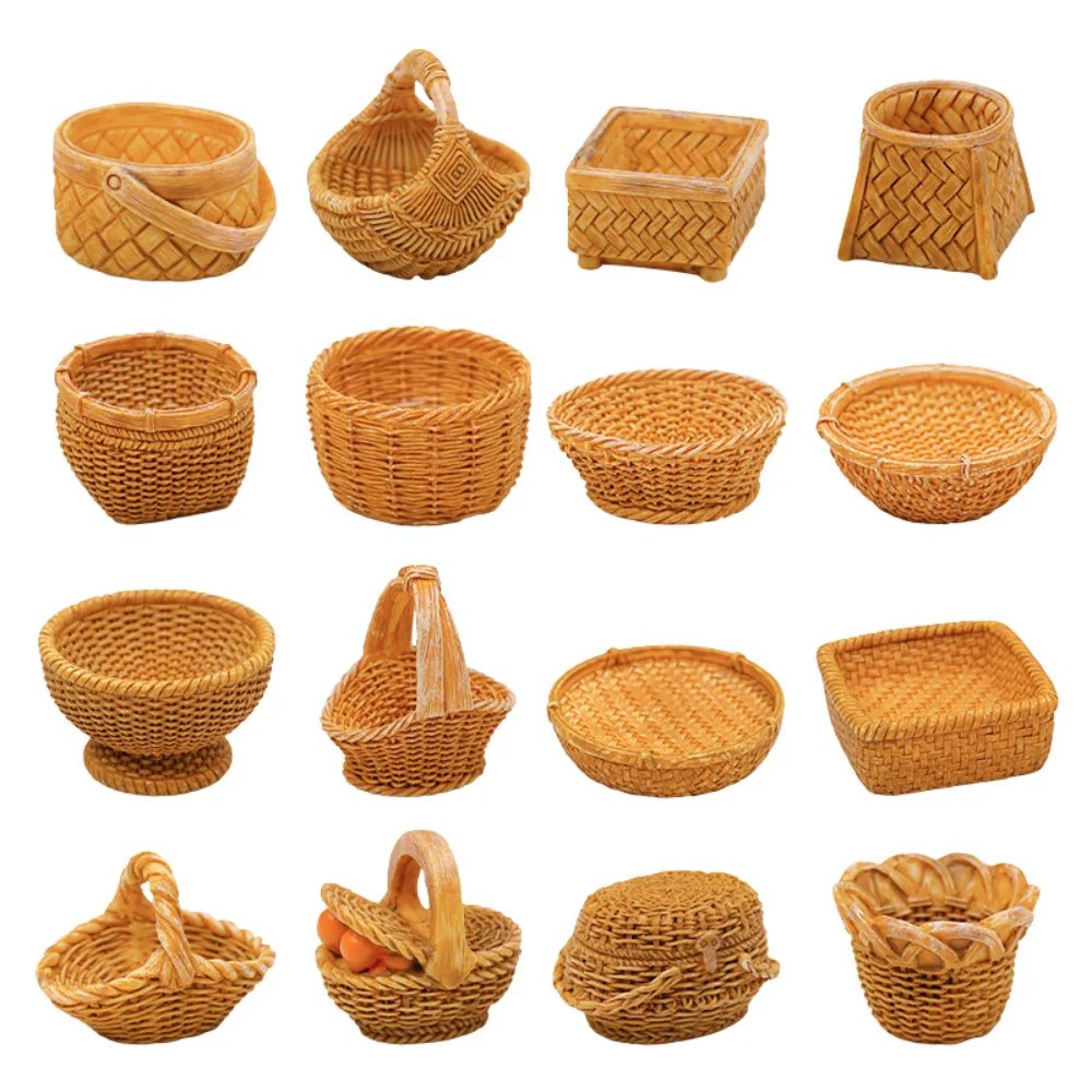 Small Rattan Basket Shooting Scenery Bamboo Basket For Tabletop Decor Home Decor Miniature Scene