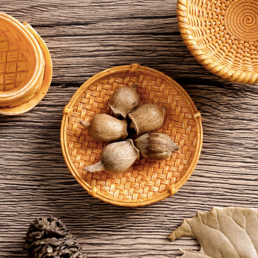 Small Rattan Basket Shooting Scenery Bamboo Basket For Tabletop Decor Home Decor Miniature Scene