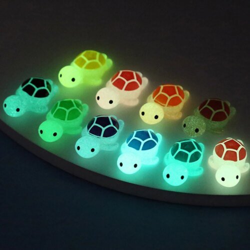 New 1PCS Colorful Luminous Mini Tortoise Micro Landscape Figure Ornament DIY Glowing Turtle Miniature Statue Potted Garden Decor