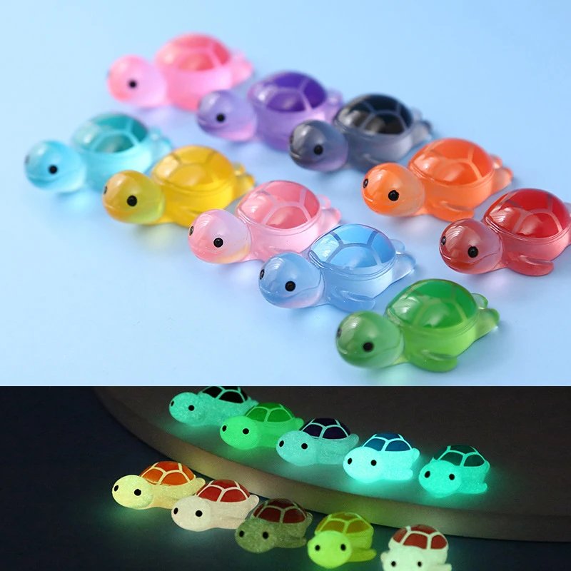 New 1PCS Colorful Luminous Mini Tortoise Micro Landscape Figure Ornament DIY Glowing Turtle Miniature Statue Potted Garden Decor - Image 4