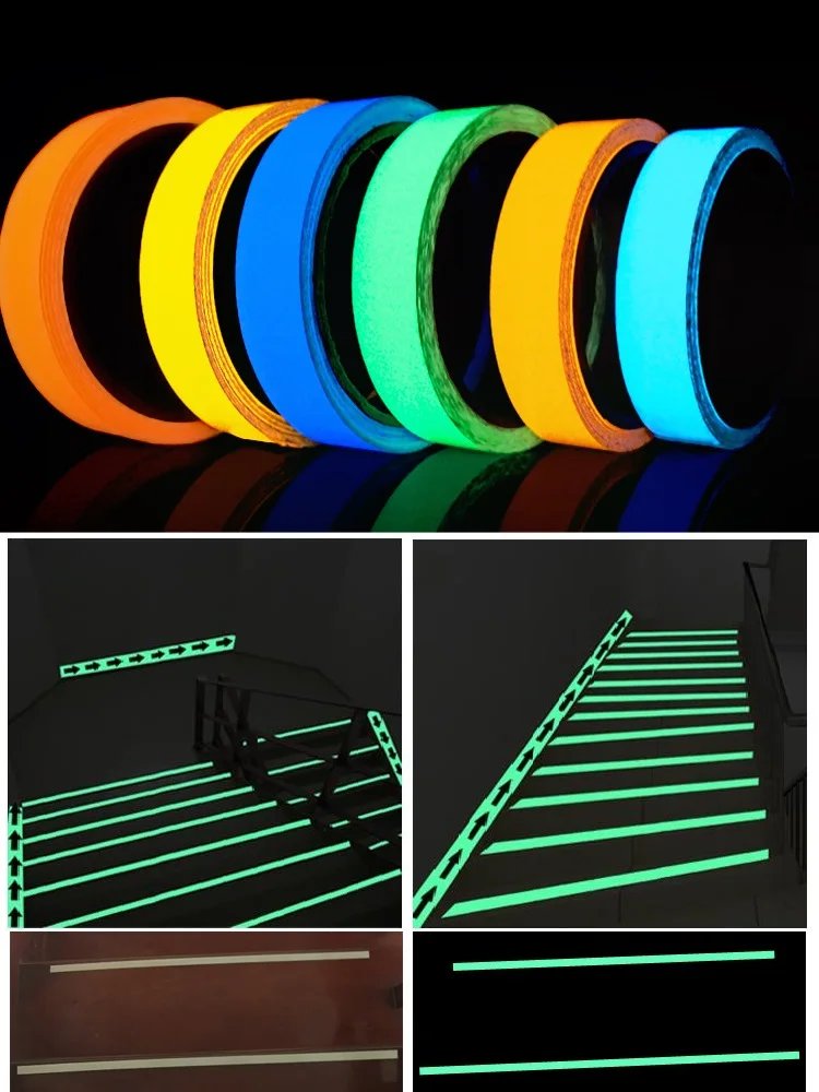 DIY Fluorescent Night Wall Sticker, Luminous Glow in the Dark, Safety Security, Home Decoration, Warning Adhesive Tape