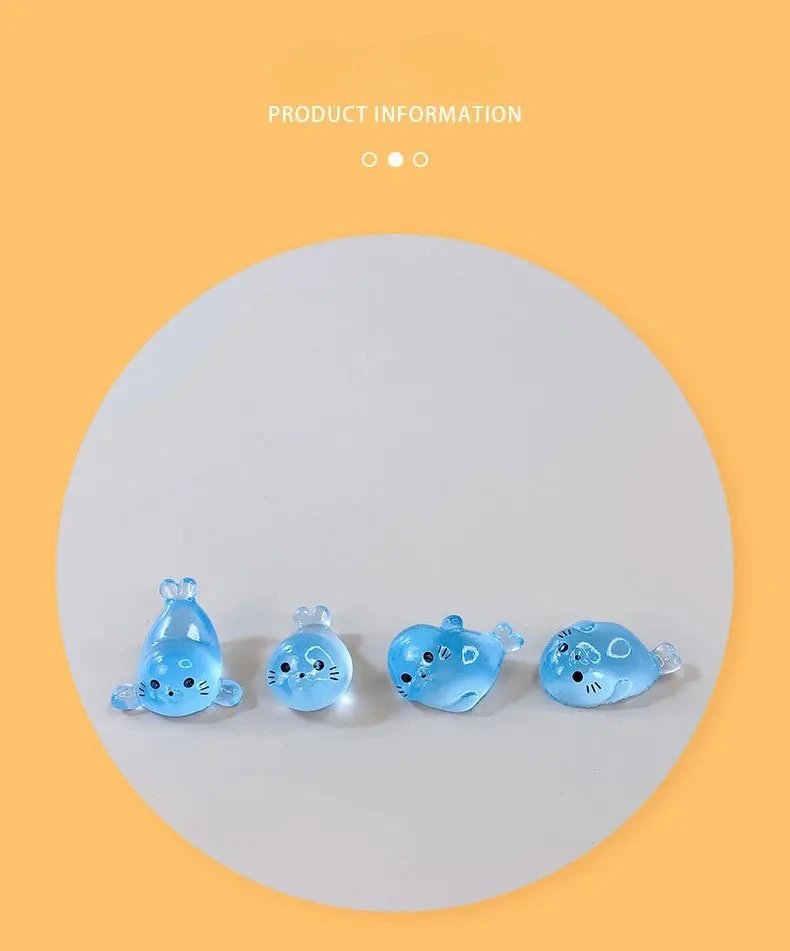 4/1PCS Marine Animal Glowing Seal Miniature Statue DIY Decoration Colorful Luminous Mini Seal Micro Landscape Figure Ornaments