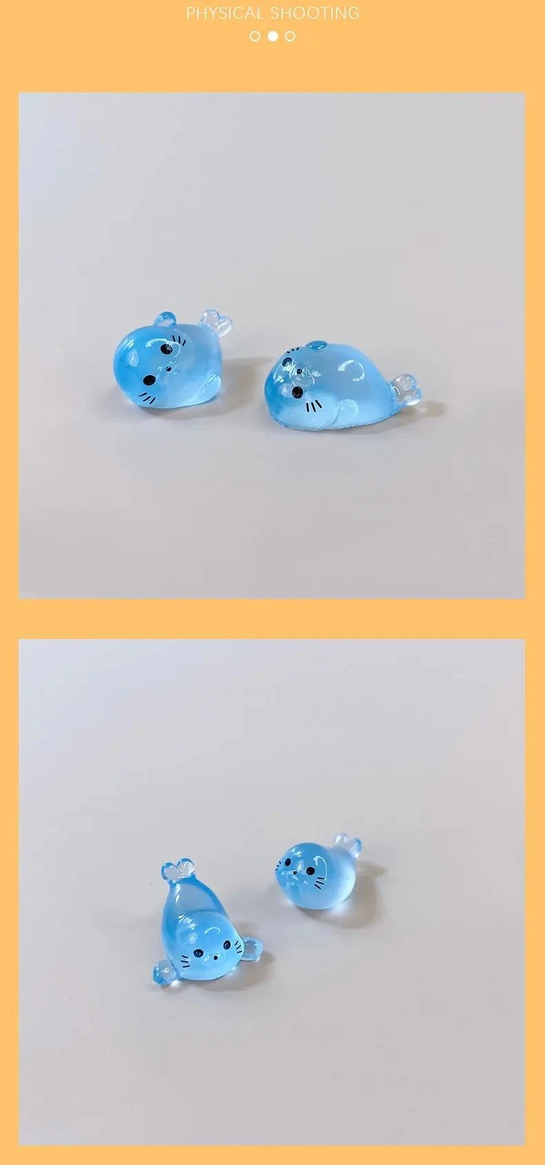 4/1PCS Marine Animal Glowing Seal Miniature Statue DIY Decoration Colorful Luminous Mini Seal Micro Landscape Figure Ornaments