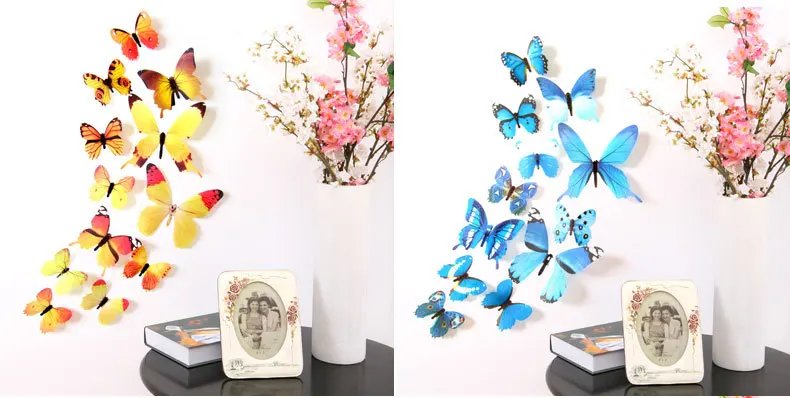 12Pcs Butterflies Wall Stickers New Year Gift Home Decorations 3D Butterfly PVC Self Adhesive Wallpaper For Living Room Decals 12Pcs Butterflies Wall Stickers New Year Gift Home Decorations 3D Butterfly PVC Self Adhesive Wallpaper For Living Room Decals