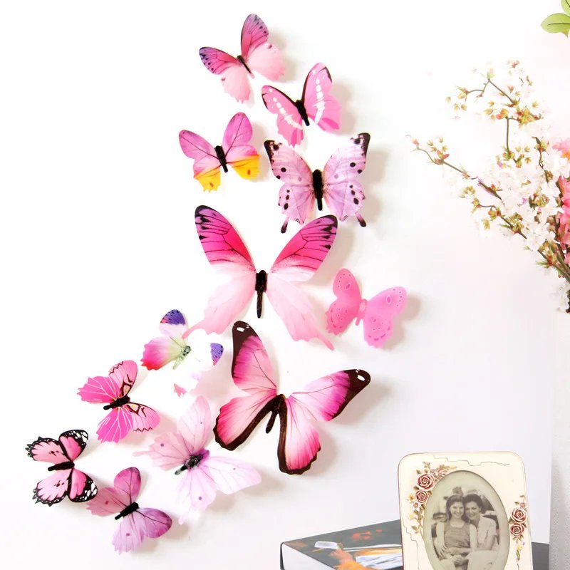 12Pcs Butterflies Wall Stickers New Year Gift Home Decorations 3D Butterfly PVC Self Adhesive Wallpaper For Living Room Decals - Image 2