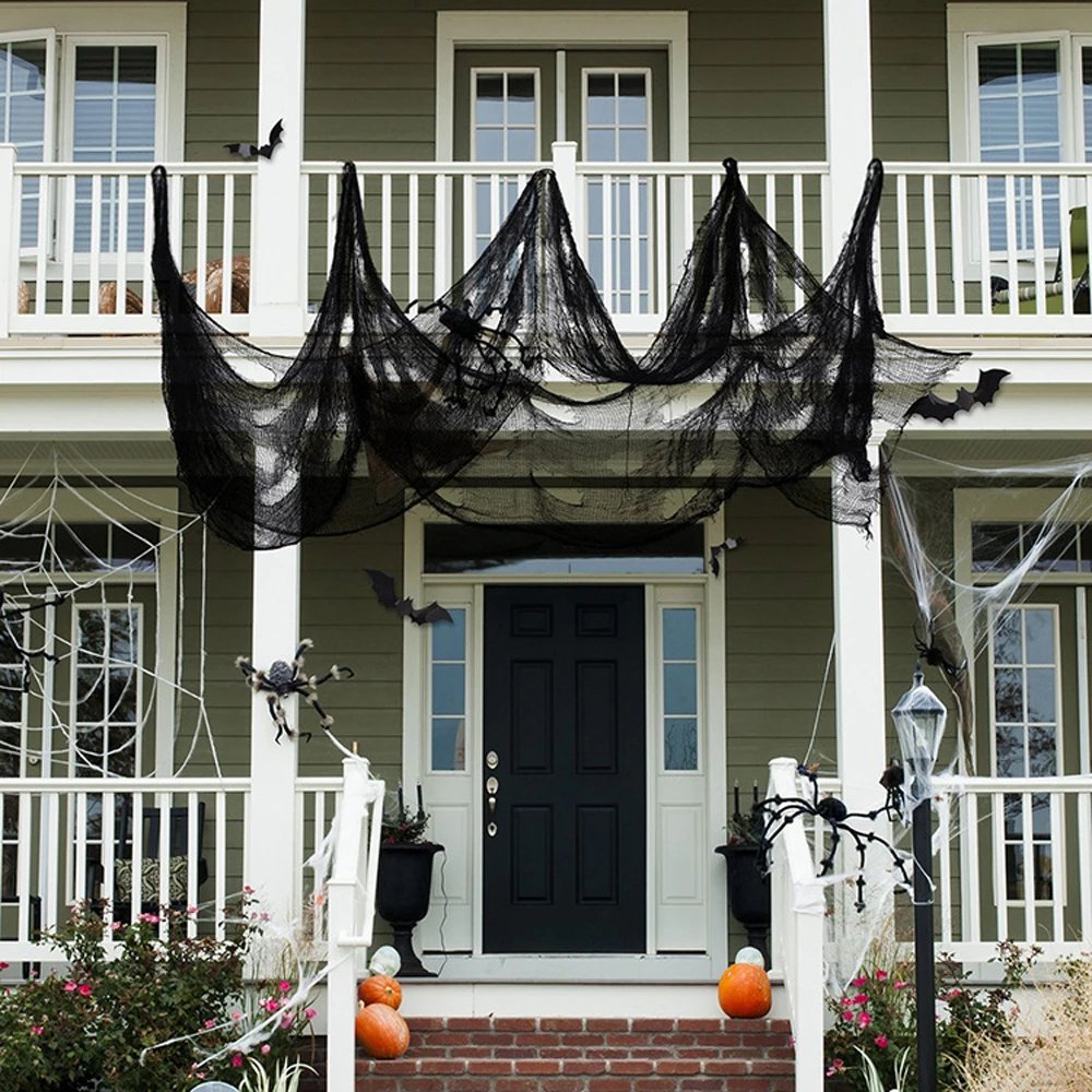 New Halloween Gauze DIY Decorations Props Black White Red Gauze Blood Stains Dyed Blood Cloth Holes In The Hanging Cloth Setting New Halloween Gauze DIY Decorations Props Black White Red Gauze Blood Stains Dyed Blood Cloth Holes In The Hanging Cloth Setting