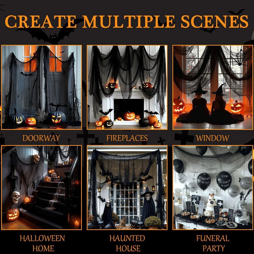 New Halloween Gauze DIY Decorations Props Black White Red Gauze Blood Stains Dyed Blood Cloth Holes In The Hanging Cloth Setting New Halloween Gauze DIY Decorations Props Black White Red Gauze Blood Stains Dyed Blood Cloth Holes In The Hanging Cloth Setting