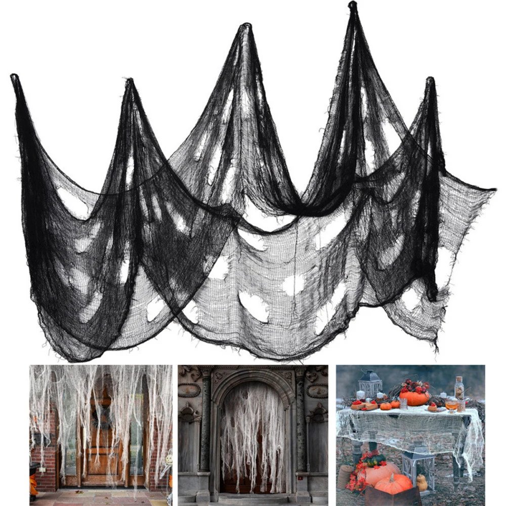 New Halloween Gauze DIY Decorations Props Black White Red Gauze Blood Stains Dyed Blood Cloth Holes In The Hanging Cloth Setting New Halloween Gauze DIY Decorations Props Black White Red Gauze Blood Stains Dyed Blood Cloth Holes In The Hanging Cloth Setting