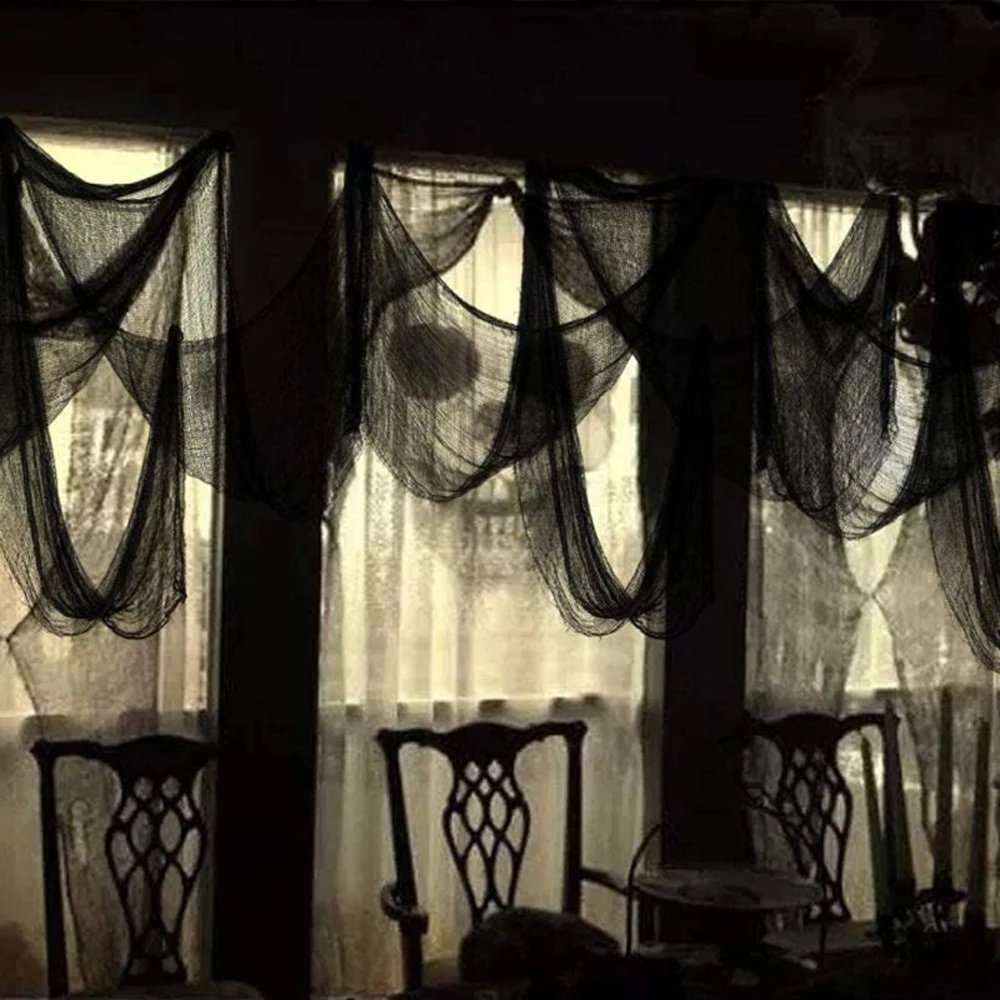 New Halloween Gauze DIY Decorations Props Black White Red Gauze Blood Stains Dyed Blood Cloth Holes In The Hanging Cloth Setting New Halloween Gauze DIY Decorations Props Black White Red Gauze Blood Stains Dyed Blood Cloth Holes In The Hanging Cloth Setting