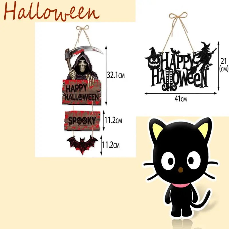 Halloween Home Decor Pumpkin Bat Ghost Door Hanging Halloween Decoration Paper Door Ornaments Pendent Sign For Haunted Home - Image 2