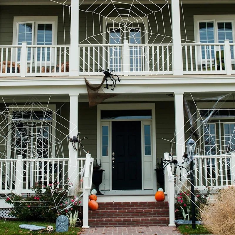 New Halloween Spider Web Decoration Outdoor Wall Decoration Haunted House Halloween Accessories For Tricks Artificial Spider