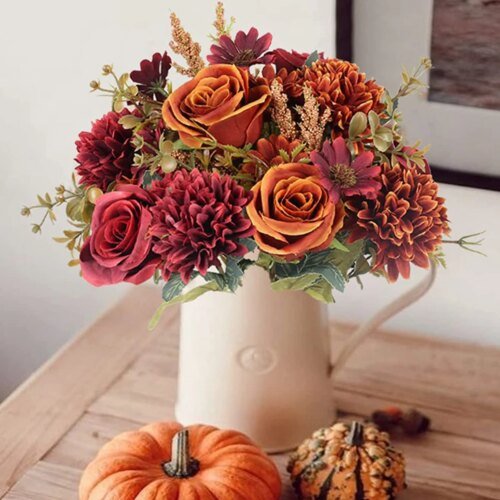 1PC Artificial Flowers Cheap New Year's Decoration Wedding Garden Peony Arch Christmas Home Fake Silk Rose Hydrangeas Vase for