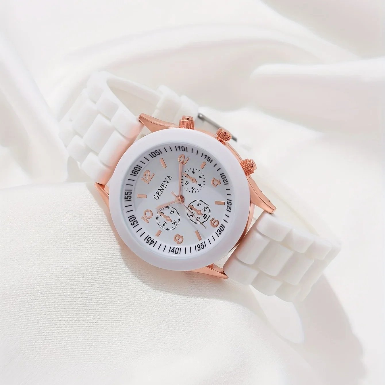 6PCS/Set Women's Watches Casual Silicone Band Analog Quartz Watch Heart Pearls Jewelry Set(Without Box)