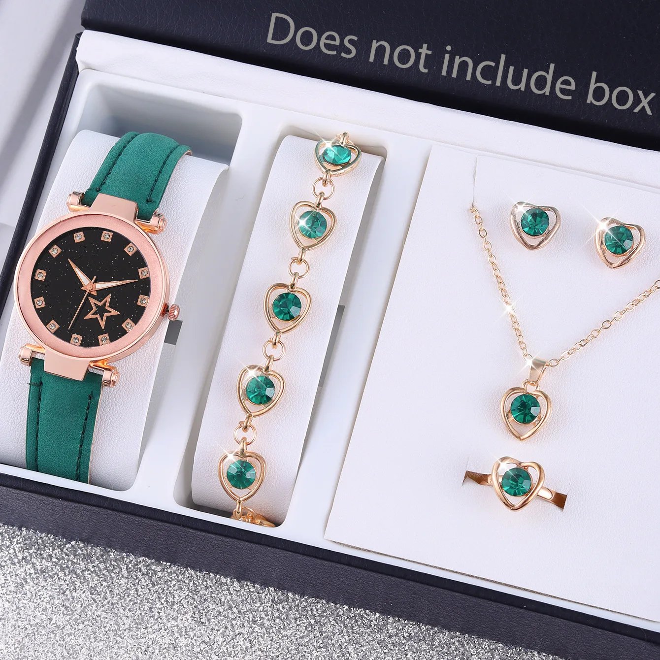 6 Piece Set New Women's Leather Star Rhinestone Girls Watch Quartz Watch + Necklace + Bracelet + Ring and Earrings casual watch 6 Piece Set New Women's Leather Star Rhinestone Girls Watch Quartz Watch + Necklace + Bracelet + Ring and Earrings casual watch