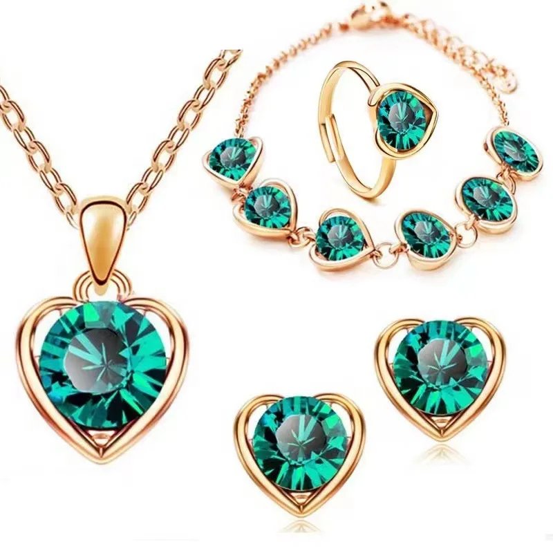 6 Piece Set New Women's Leather Star Rhinestone Girls Watch Quartz Watch + Necklace + Bracelet + Ring and Earrings casual watch - Image 6