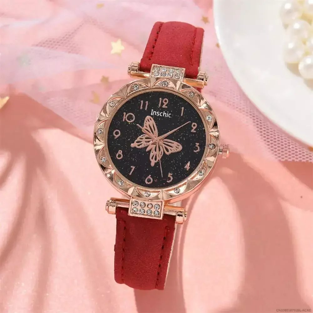 Women Fashion Watch Set No Box Quartz Wristwatch Luxury Crystal Rhinestone Pearl Quartz Watches Butterfly Watches Bracelet Set Women Fashion Watch Set No Box Quartz Wristwatch Luxury Crystal Rhinestone Pearl Quartz Watches Butterfly Watches Bracelet Set