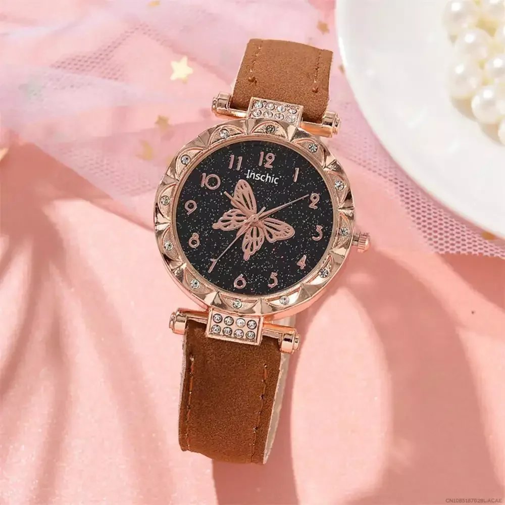 Women Fashion Watch Set No Box Quartz Wristwatch Luxury Crystal Rhinestone Pearl Quartz Watches Butterfly Watches Bracelet Set Women Fashion Watch Set No Box Quartz Wristwatch Luxury Crystal Rhinestone Pearl Quartz Watches Butterfly Watches Bracelet Set