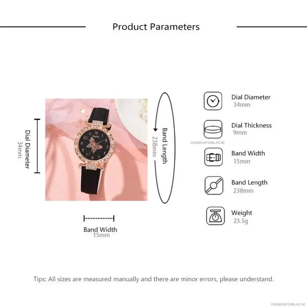 Women Fashion Watch Set No Box Quartz Wristwatch Luxury Crystal Rhinestone Pearl Quartz Watches Butterfly Watches Bracelet Set Women Fashion Watch Set No Box Quartz Wristwatch Luxury Crystal Rhinestone Pearl Quartz Watches Butterfly Watches Bracelet Set
