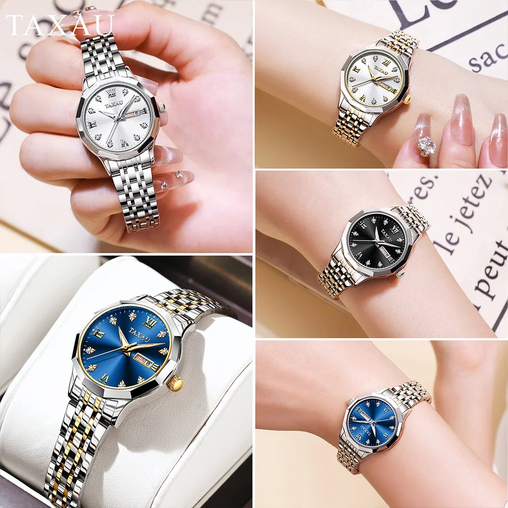 OLEVS Fashion Golden Watch for Women Stainless Steel Waterproof Women's Watches Elegant Original Luxury Ladies Quartz Wristwatch - Image 4