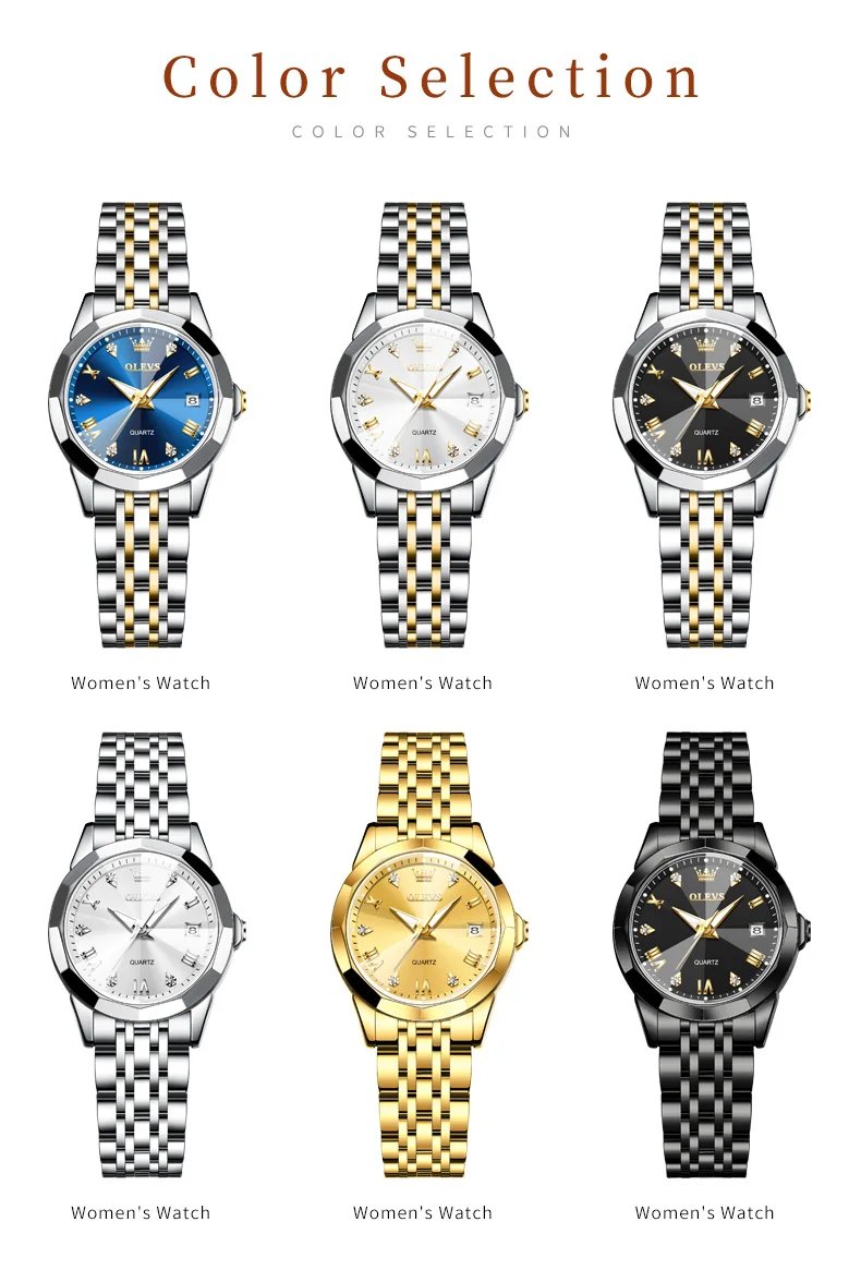 OLEVS Fashion Golden Watch for Women Stainless Steel Waterproof Women's Watches Elegant Original Luxury Ladies Quartz Wristwatch OLEVS Fashion Golden Watch for Women Stainless Steel Waterproof Women's Watches Elegant Original Luxury Ladies Quartz Wristwatch