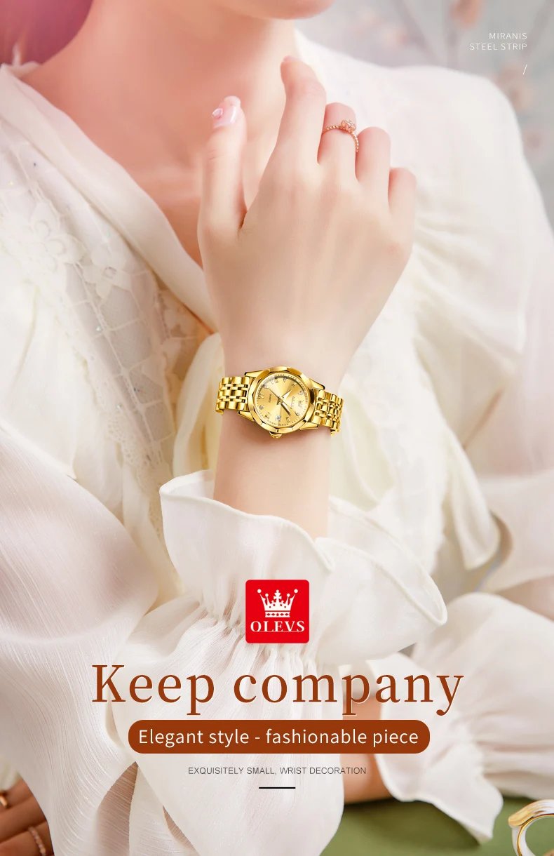 OLEVS Fashion Golden Watch for Women Stainless Steel Waterproof Women's Watches Elegant Original Luxury Ladies Quartz Wristwatch OLEVS Fashion Golden Watch for Women Stainless Steel Waterproof Women's Watches Elegant Original Luxury Ladies Quartz Wristwatch