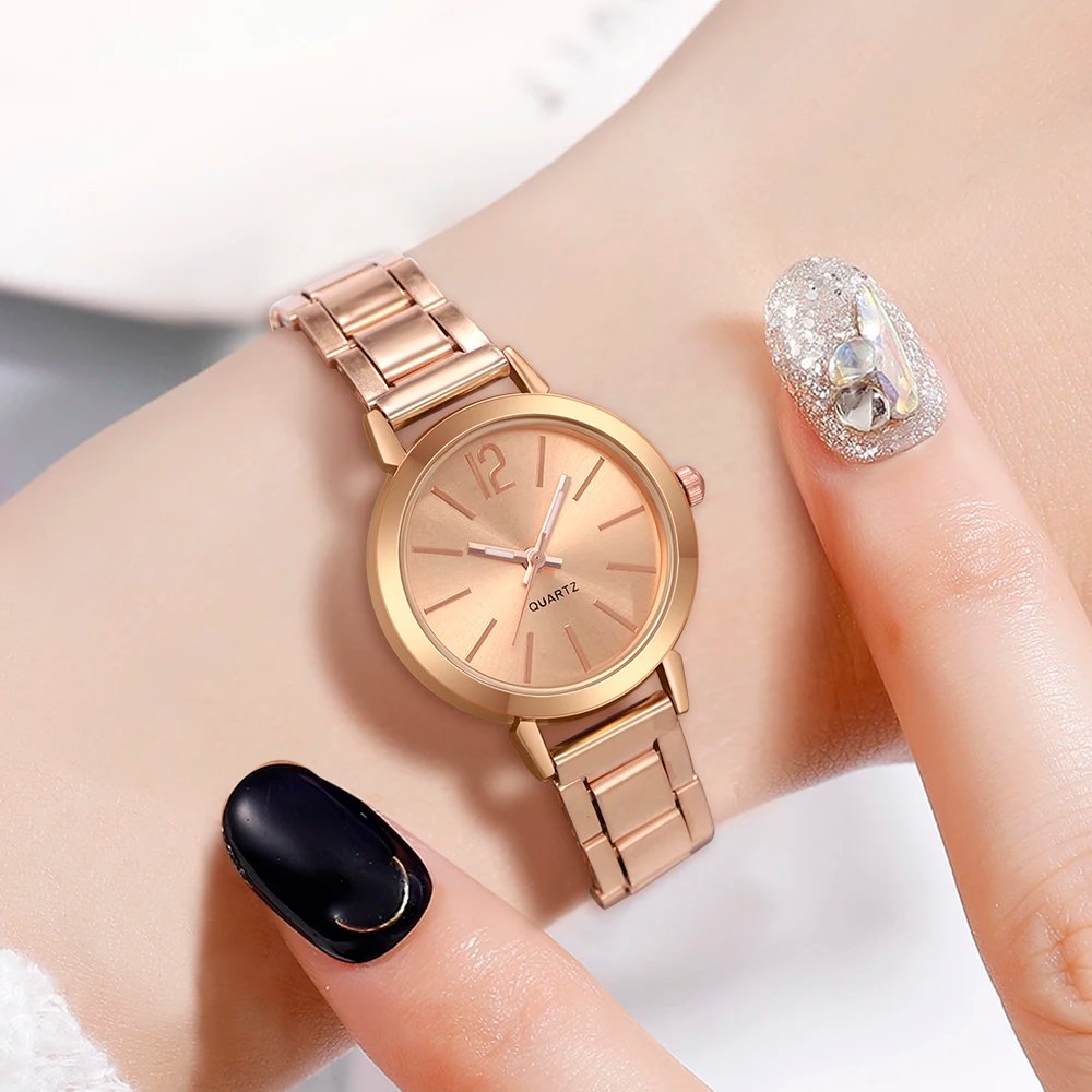 6pcs Women's Watch Fashion Casual Quartz Watch and Necklace Bracelet Ring Earrings Jewelry Set - Image 2