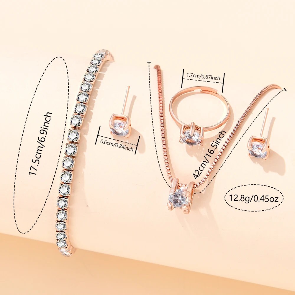 6pcs Women's Watch Fashion Casual Quartz Watch and Necklace Bracelet Ring Earrings Jewelry Set - Image 6