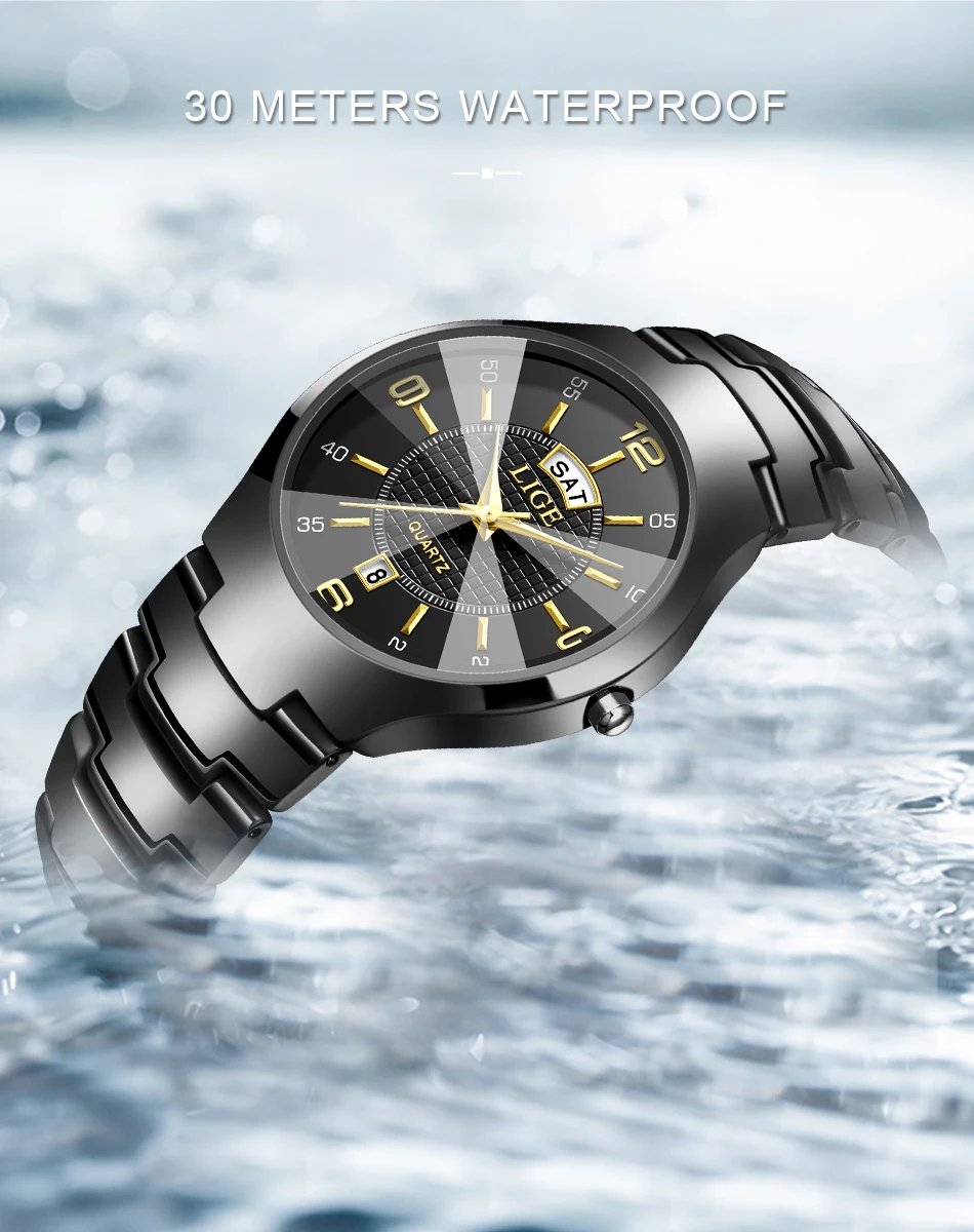 LIGE Fashion Ceramic Quartz Watch For Women Casual Sports Week Date Watch Ladies Watches Creative Steel Waterproof Watch Femme