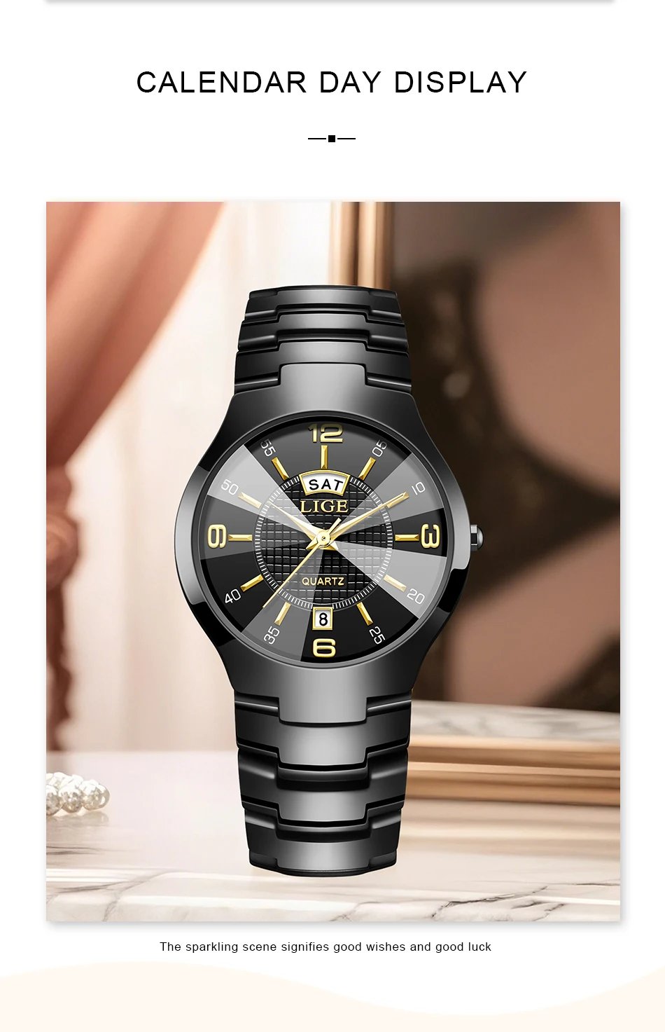 LIGE Fashion Ceramic Quartz Watch For Women Casual Sports Week Date Watch Ladies Watches Creative Steel Waterproof Watch Femme