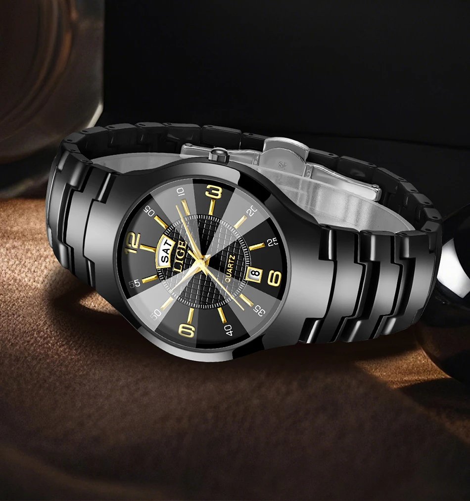 LIGE Fashion Ceramic Quartz Watch For Women Casual Sports Week Date Watch Ladies Watches Creative Steel Waterproof Watch Femme