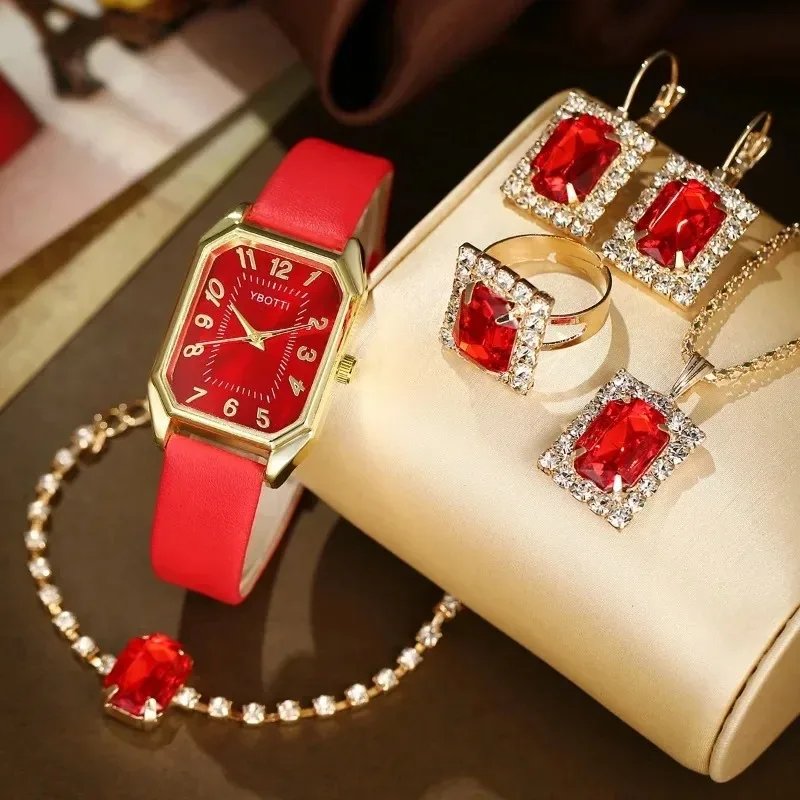 Luxury New Leisure Leather Strap Women Watches Business Square Quartz Watches Korean Rhinestone Jewelry Set Montre Femme Elegant - Image 3