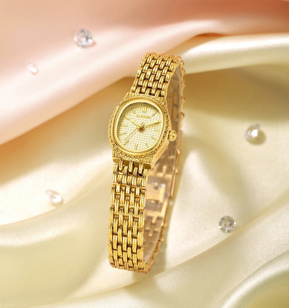 LIGE New Gold Quartz Watch Women Fashion Elegant Bracelet Watch Gift For Women Top Brand Luxury Waterproof Ladies Watches femme