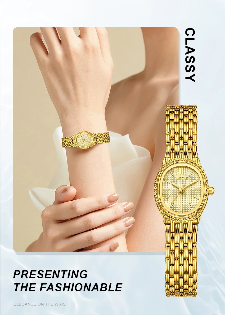LIGE New Gold Quartz Watch Women Fashion Elegant Bracelet Watch Gift For Women Top Brand Luxury Waterproof Ladies Watches femme