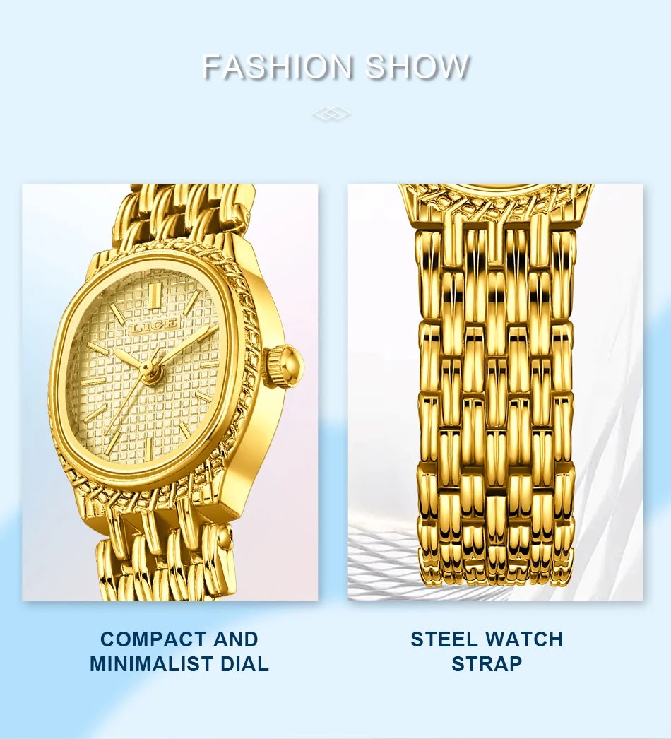 LIGE New Gold Quartz Watch Women Fashion Elegant Bracelet Watch Gift For Women Top Brand Luxury Waterproof Ladies Watches femme