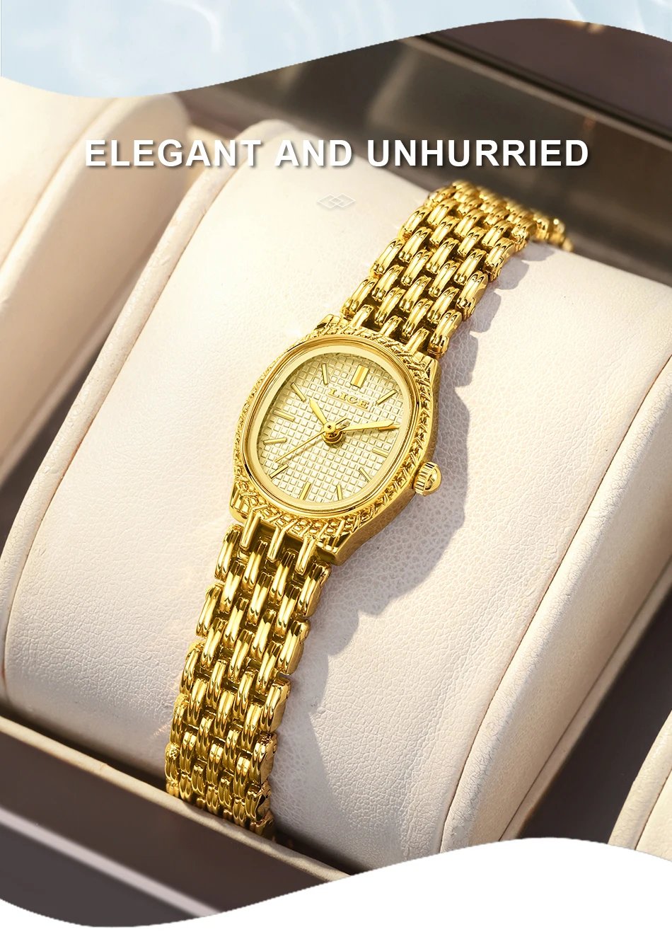 LIGE New Gold Quartz Watch Women Fashion Elegant Bracelet Watch Gift For Women Top Brand Luxury Waterproof Ladies Watches femme